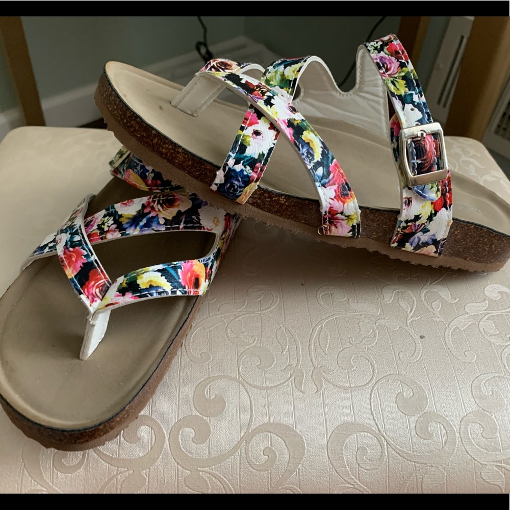 Madden Girl cork bed sandals/slides